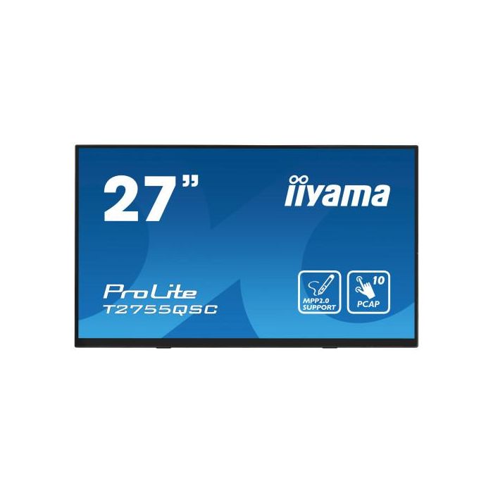 Iiyama T2755QSC-B1 Monitor 27" IPS 2560x1440 Táctil Multitáctil PCAP 10 Puntos MPP2.0 con Lápiz Compatible, Bisel Plano, Negro 1