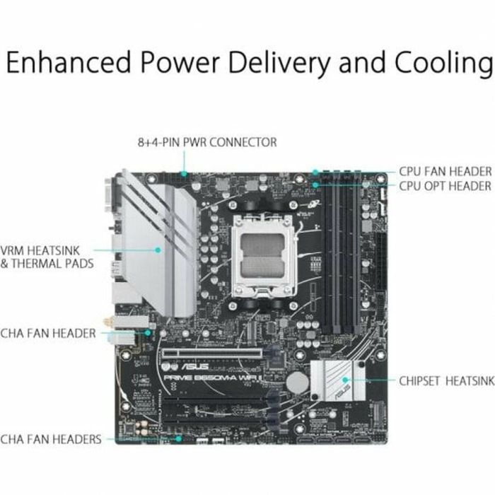 ASUS PRIME B650M-A WiFi II Placa base Micro ATX AMD B650 Ranura AM5 16 ASUS PRIME B650M-A WiFi II Placa base Micro ATX AMD B650 Ranura AM5 16
