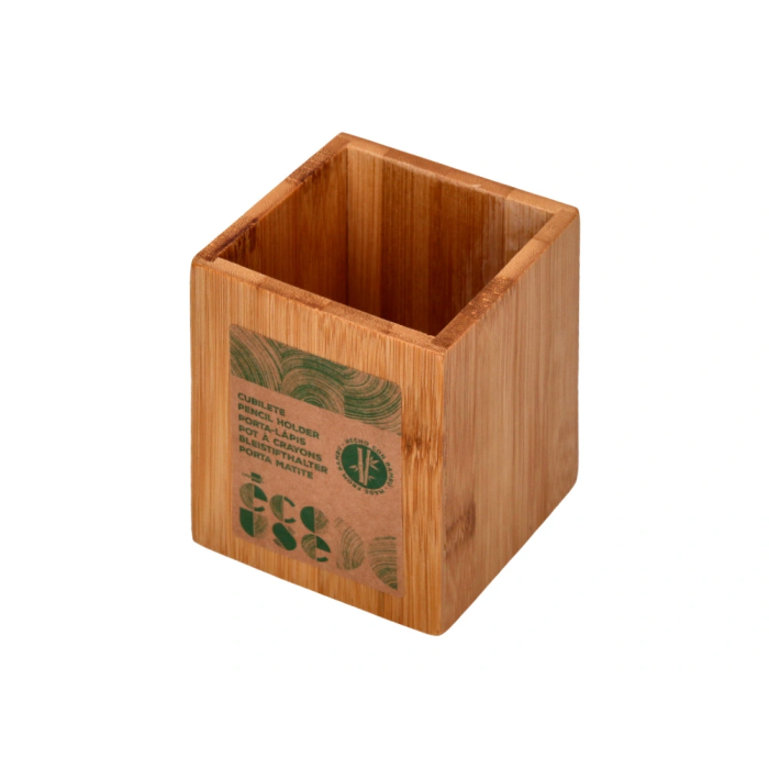 Liderpapel Cubilete Portalapices Ecouse Bambú 100% Natural Cuadrado 80x80x100 mm 5