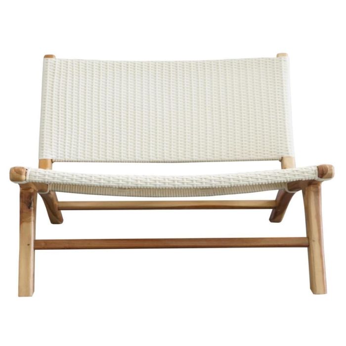 Silla de Jardín DKD Home Decor MB-177833 Blanco Natural PVC Teca 65 x 80 x 68 cm 1