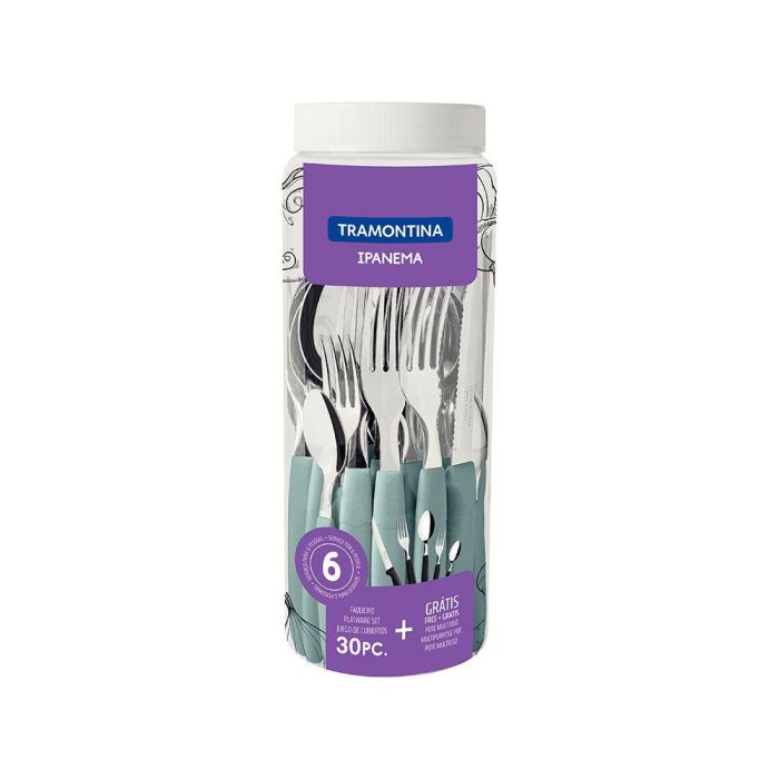 Tramontina Cubertería 30 Piezas Azul Acero Inoxidable Mango Polipropileno 2