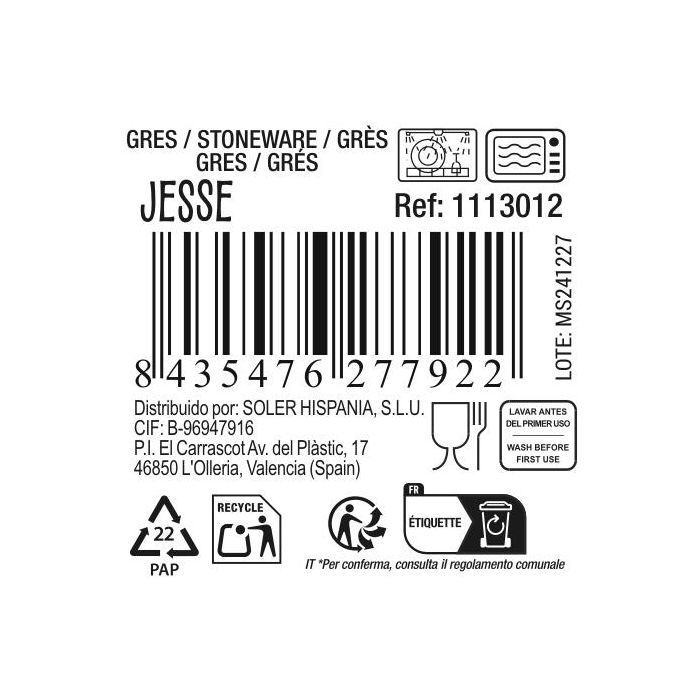 Inde Mug 330 ml Surtido 3 Colores "Jesse" (24 Unidades)