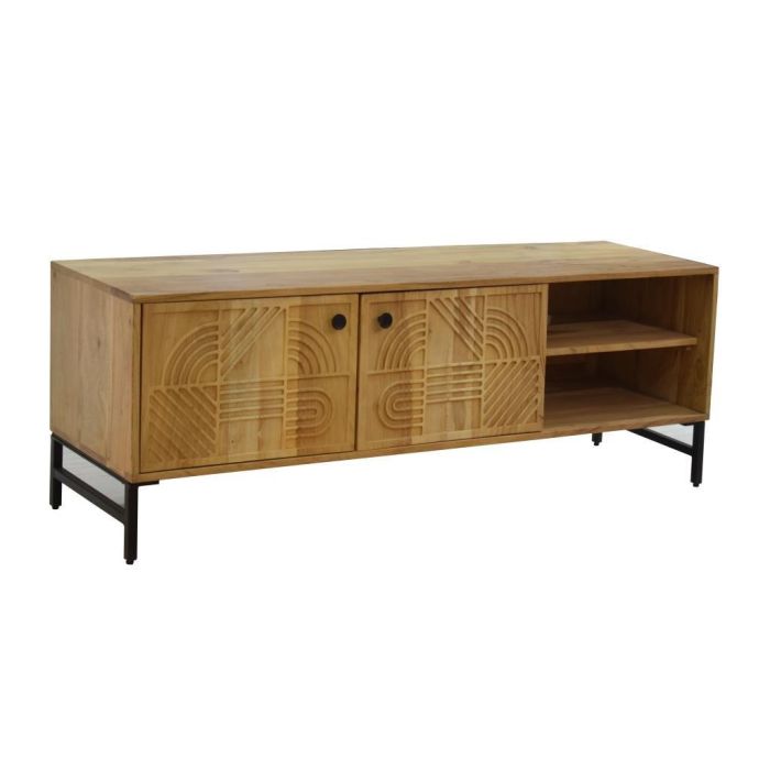 Mueble de TV Home ESPRIT Marrón Negro Metal Acacia 145 x 40 x 52 cm