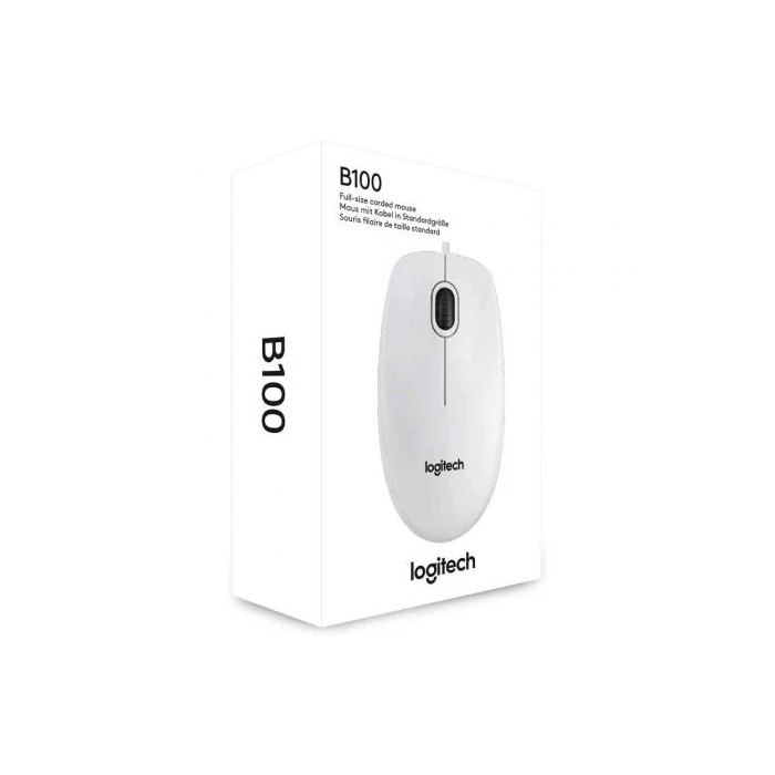 Logitech B100 Ratón Óptico USB Blanco con Conexión USB Tipo-A 3
