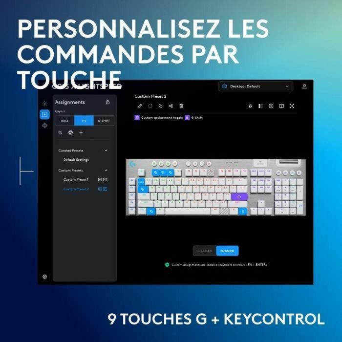 Teclado para juegos - inalámbrico - Logitech G - G915 X - Interruptor táctil - AZERTY - Blanco 3