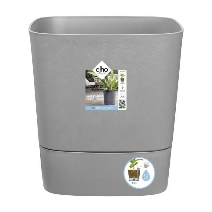 ELHO - Maceta - Greensense Aqua Care Square 38 - Cemento claro - Interior/exterior - Ø 38 x H 38,9 cm ELHO - Maceta - Greensense Aqua Care Square 38 - Cemento claro - Interior/exterior - Ø 38 x H 38,9 cm