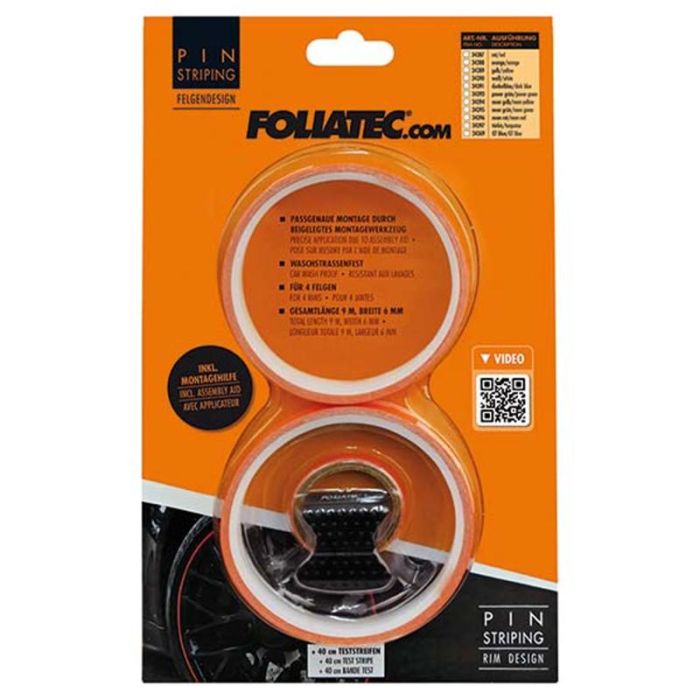 Foliatec FO34388 Tiras Adhesivas Pin Stripe para Llantas de Coche, Naranja con Ayuda de Montaje, 8.6m (4x2.15m) x 6mm 2 Foliatec FO34388 Tiras Adhesivas Pin Stripe para Llantas de Coche, Naranja con Ayuda de Montaje, 8.6m (4x2.15m) x 6mm 2