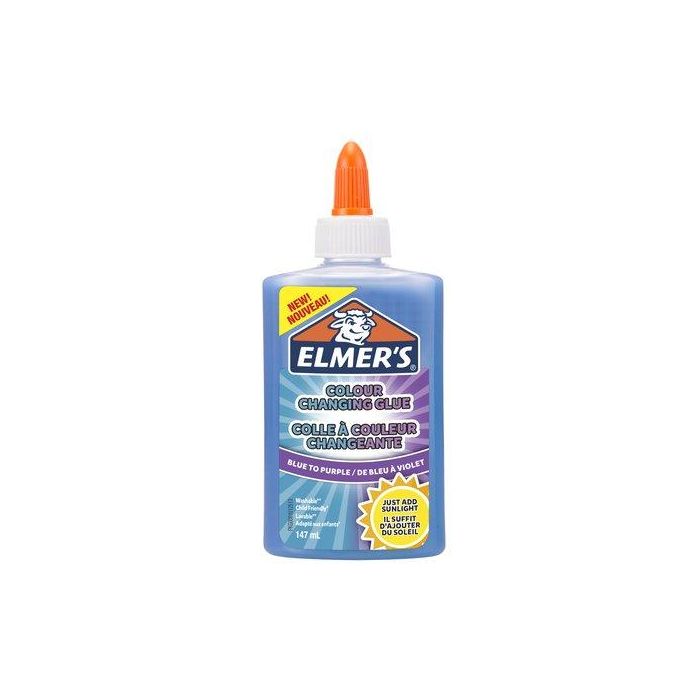 Cola Elmer´S Slime Cambiacolor Lavable 147 Ml Azul 3 unidades