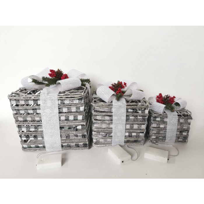 Regalo Navidad Alpina DKD Home Decor Blanco Plateado 25 x 29 x 25 cm Set de 3