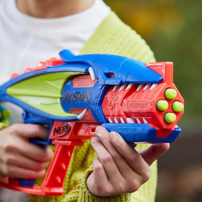 Hasbro Nerf DinoSquad Terrodak F6313 Lanzador de Dardos con Diseño de Pterodáctilo para Niños +8 Años, Incluye 12 Dardos Nerf Elite 3 Hasbro Nerf DinoSquad Terrodak F6313 Lanzador de Dardos con Diseño de Pterodáctilo para Niños +8 Años, Incluye 12 Dardos Nerf Elite 3