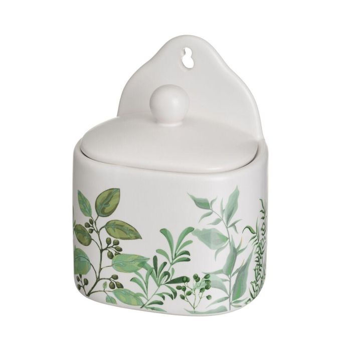 Salero con Tapa GREENS Blanco Verde Gres 500 ml 12 x 8,5 x 15 cm Salero con Tapa GREENS Blanco Verde Gres 500 ml 12 x 8,5 x 15 cm