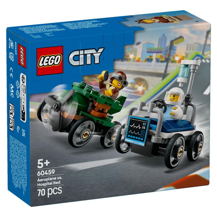 LEGO 60459 City Avi3n vs. Cama de Hospital, Juego de Construcci3n, 70 Piezas, 5+ Anos