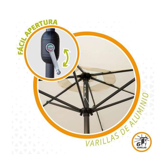 Aktive Parasol de Terraza 270 cm con Chimenea y Mástil de Aluminio 5