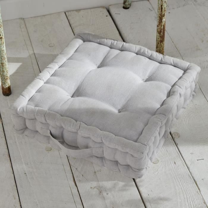 Cojín de suelo - HOY - CHARME - Slub x Chambray x Bordado Constance - 40 x 40 x 10 cm 1 Cojín de suelo - HOY - CHARME - Slub x Chambray x Bordado Constance - 40 x 40 x 10 cm 1