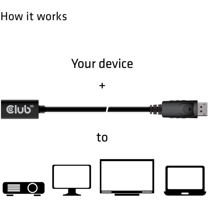 Club3D cac-1120 Cable Mini DisplayPort a DisplayPort 1.4, 1m, compatible 8K 60Hz, para audio y vídeo 3