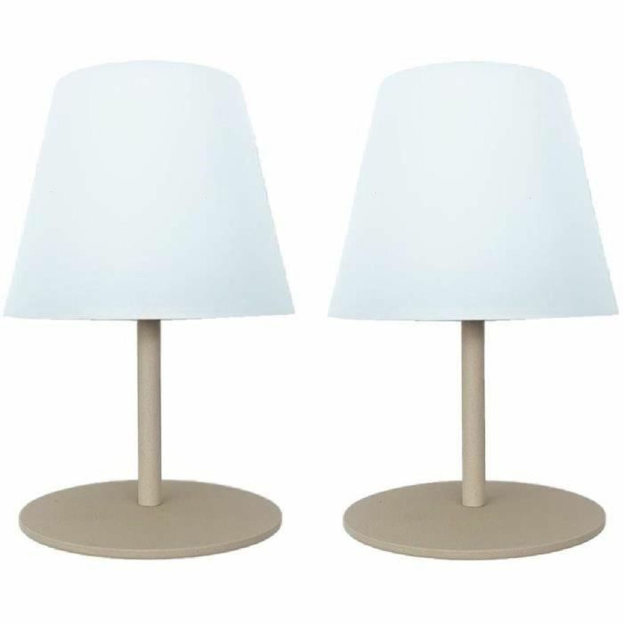 Juego de 2 lámparas de mesa inalámbricas - LUMISKY - TWINS - Crema - Al. 16 cm - LED