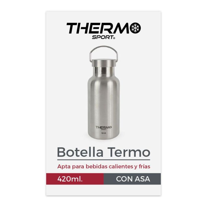 Thermosport Botella Termo de Acero con Asa, 420 ml, 18 cm de alto (6 Unidades) 10 Thermosport Botella Termo de Acero con Asa, 420 ml, 18 cm de alto (6 Unidades) 10