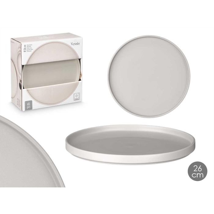 Plato Llano 26 Cm Liso Gris Vessia (12 Unidades) Plato Llano 26 Cm Liso Gris Vessia (12 Unidades)