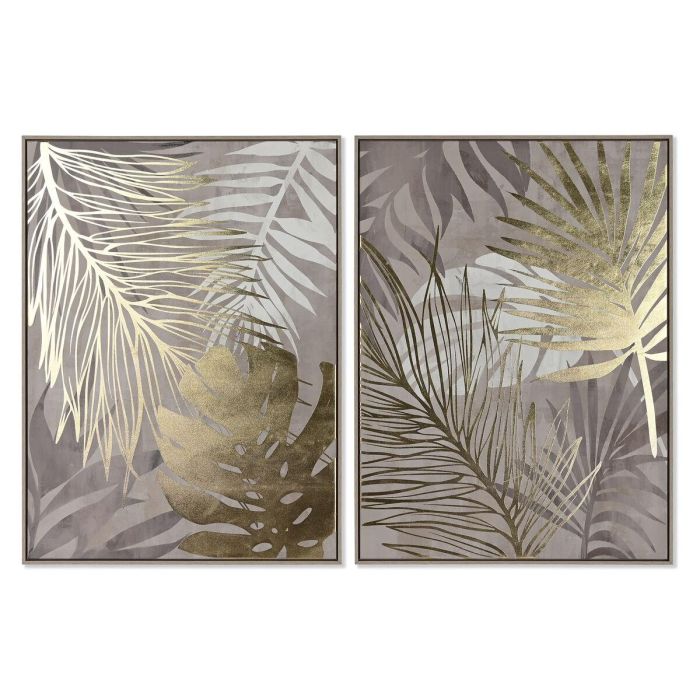 Cuadro Tropical DKD Home Decor Dorado Marron 4 x 100 x 75 cm (2 Unidades)