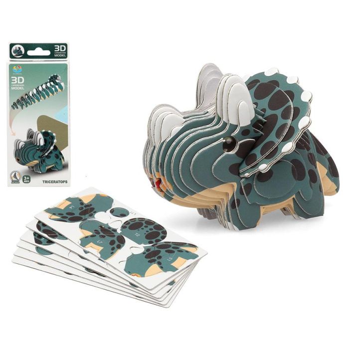 Puzzles Escolares Dinosaurio Verde 18x8 cm 3D 1 Set