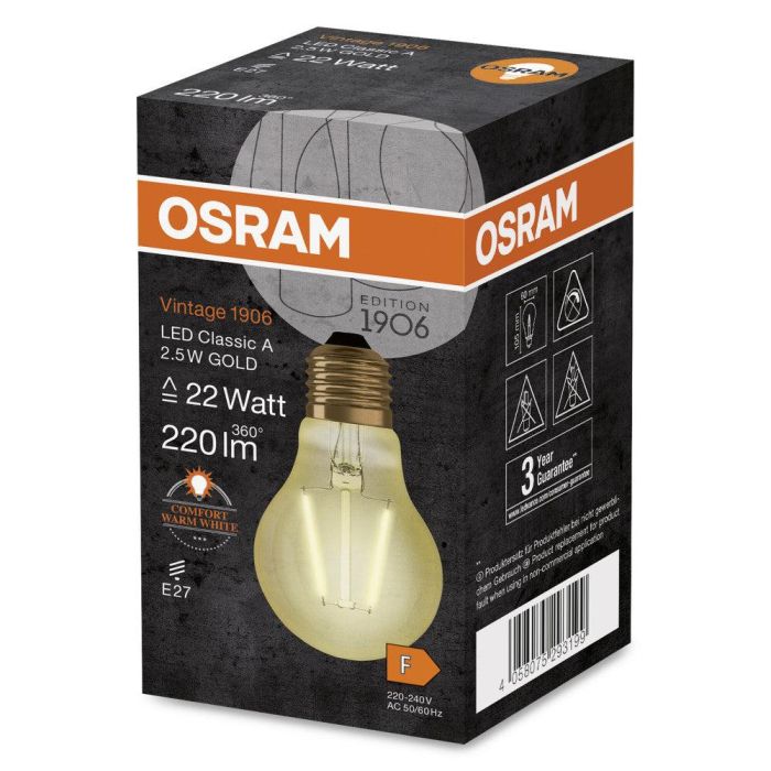 Ledvance LVE-4058075293199 Bombilla LED Classic E27 2,5W 220Lm 2400K 300º Vintage Filamento Cristal IP20 Bajo Consumo Decorativa 1 Ledvance LVE-4058075293199 Bombilla LED Classic E27 2,5W 220Lm 2400K 300º Vintage Filamento Cristal IP20 Bajo Consumo Decorativa 1