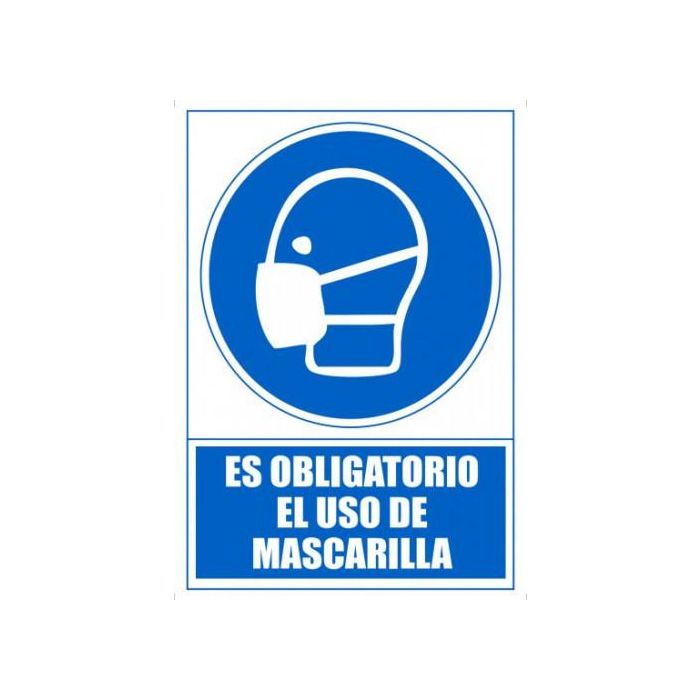 Archivo 2000 Señal "Obligatorio Uso De Mascarilla" 210x297 Pvc Azul Y Blanco