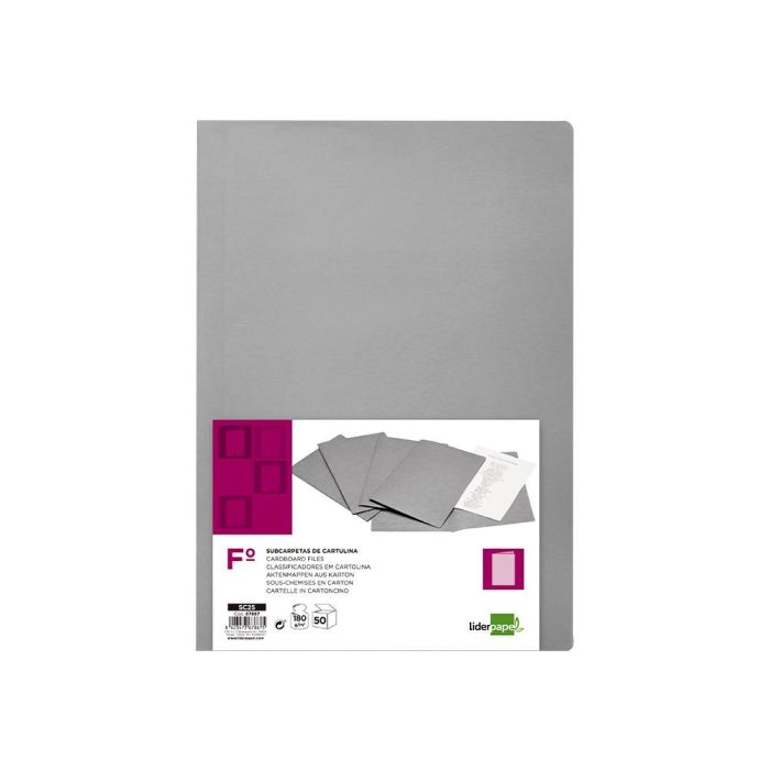 Subcarpeta Liderpapel Folio Gris 180 gr-M2 50 unidades 9