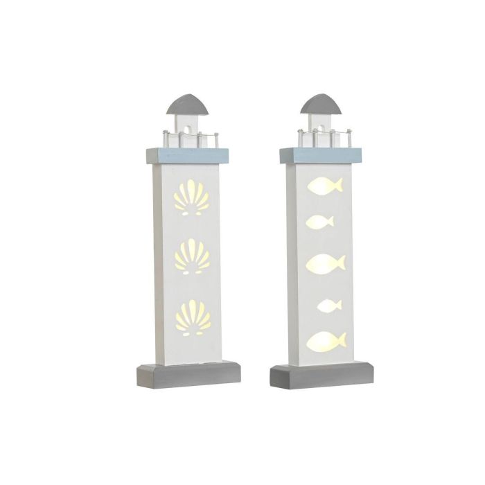 Figura Decorativa DKD Home Decor 14 x 5,5 x 40 cm Azul Blanco Faro Espirales Concha Mediterráneo (2 Unidades) 1 Figura Decorativa DKD Home Decor 14 x 5,5 x 40 cm Azul Blanco Faro Espirales Concha Mediterráneo (2 Unidades) 1