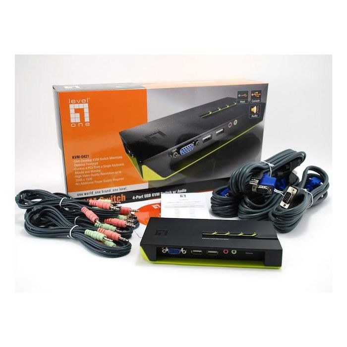 KVM Switch 4-Fach | VGA + 2xUSB + Audio LevelOne 3 KVM Switch 4-Fach | VGA + 2xUSB + Audio LevelOne 3