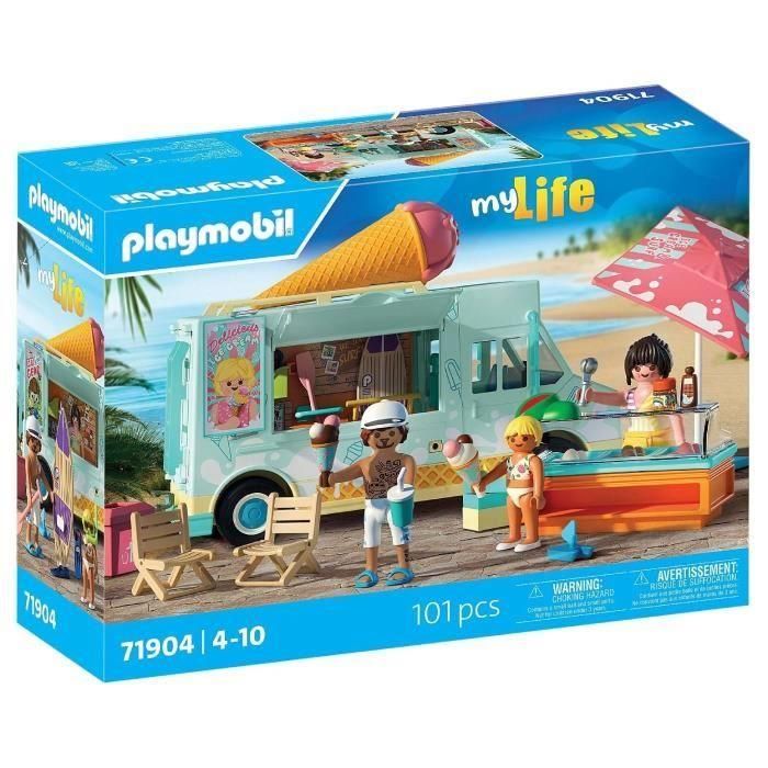 Playmobil PL71904 Camión de helados con 3 figuras, Vacaciones en la playa