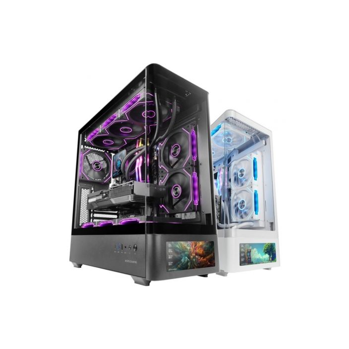 Mars Gaming MC-LCDPRO Caja Gaming Semitorre ATX con Pantalla LCD IPS 7.2", Cristal Templado Curvado y Doble Cámara
