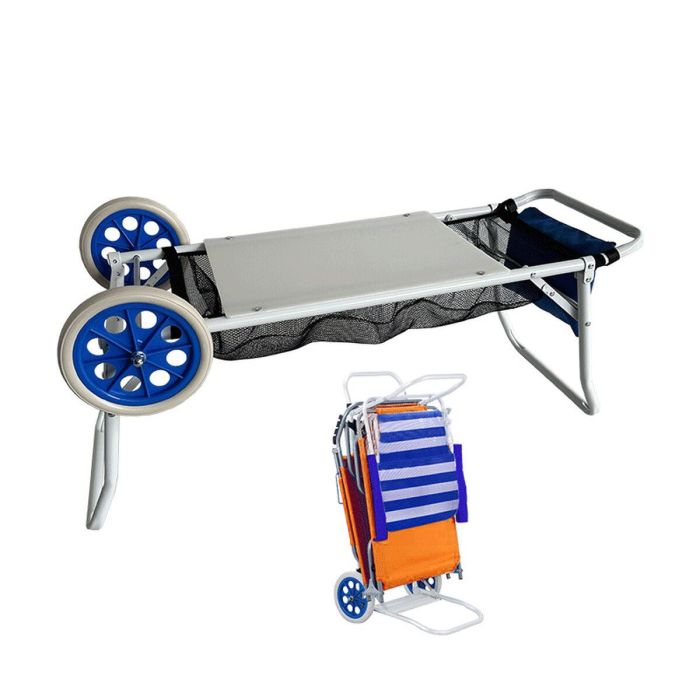 Marbueno Carrito Portasillas Acero Convertible Mesa Camping y Playa 108X51X51 cm 10362 2