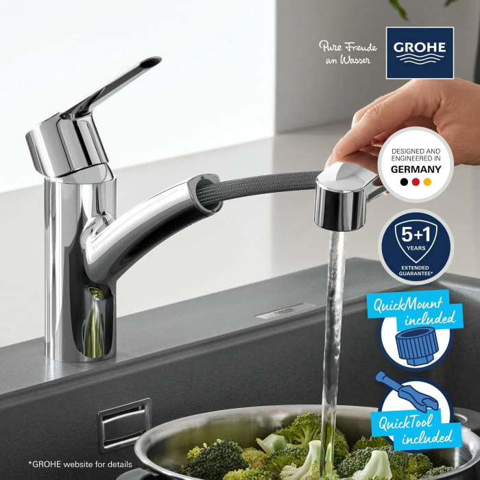 Grohe Mezclador de Fregadero Monomando de Lavabo con Acabado en Cromo 2 Grohe Mezclador de Fregadero Monomando de Lavabo con Acabado en Cromo 2