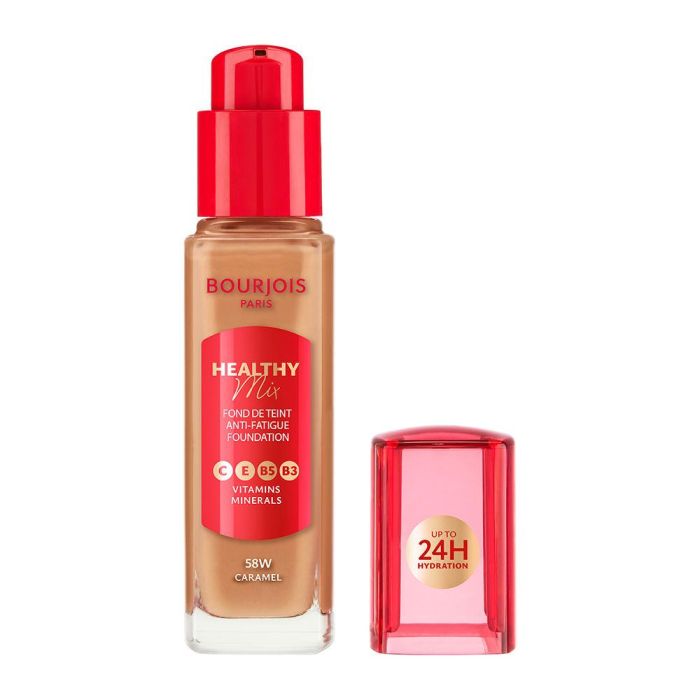 Bourjois Healthy Mix Base de Maquillaje #58W-Caramel 30 ml | Fórmula Vegana con 85% Ingredientes Naturales y Complejo Antioxidante Vitaminas C, E, B5 1