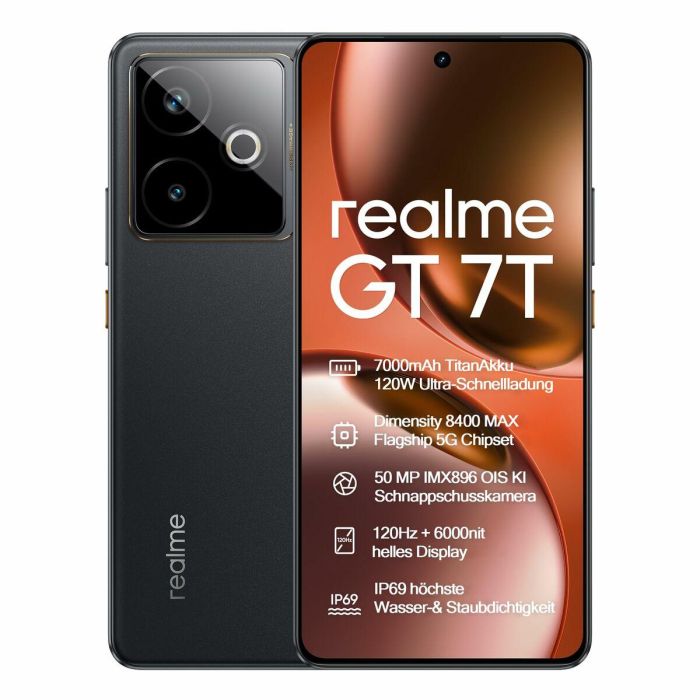 Realme GT 7T 631002003275 5G 12GB RAM 256GB 6.8" AMOLED 120Hz 50MP OIS 7000mAh Negro Android 15 IP69 9