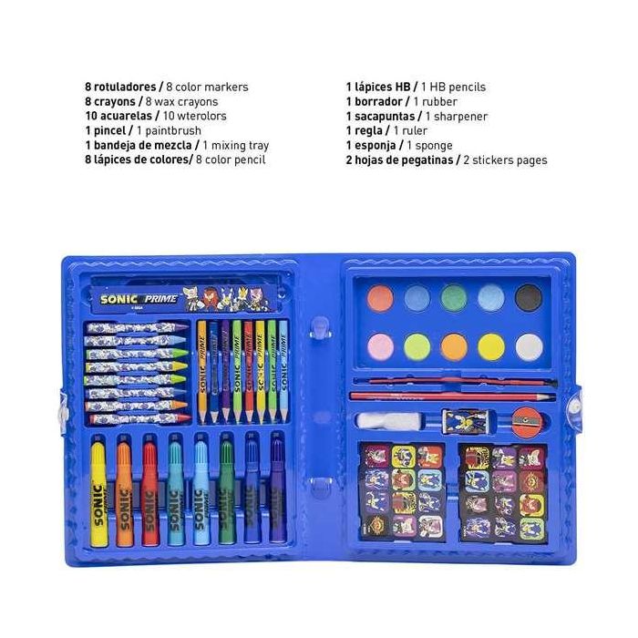 Cerdá Set de Papelería Coloreable Sonic Prime en Caja Azul Oscuro - Para Niños 2-8 Años - 45x26.7x3 cm 3