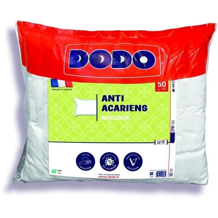 Almohada antiácaros 50x70 cm - 100% Poliéster - DODO 3 Almohada antiácaros 50x70 cm - 100% Poliéster - DODO 3