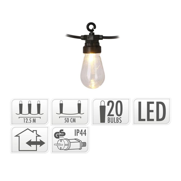 Party Lighting Guirnalda Vintage 20 LEDs Luz Cálida IP44 12.5m para Interior/Exterior Party Lighting Guirnalda Vintage 20 LEDs Luz Cálida IP44 12.5m para Interior/Exterior