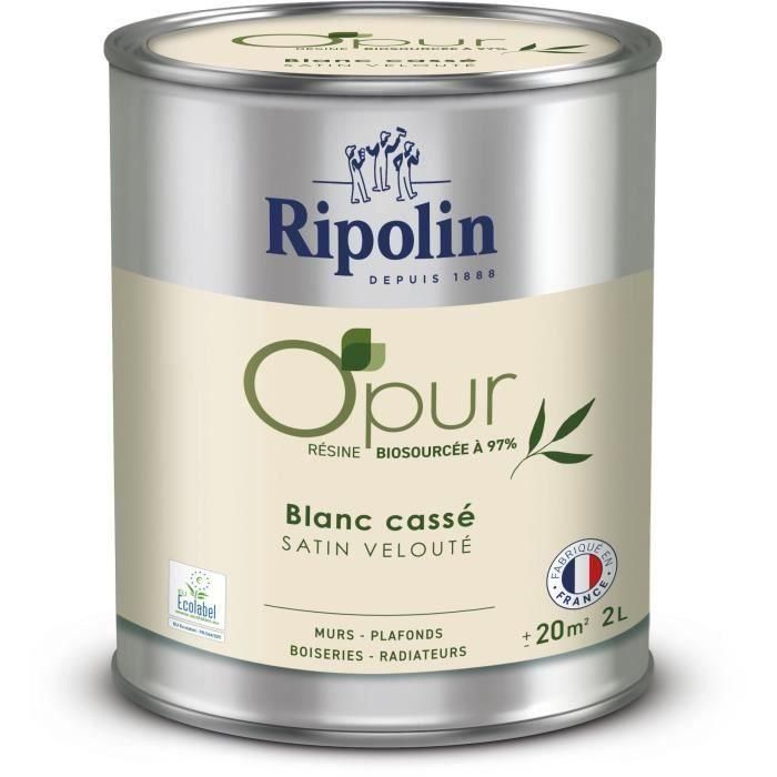 Pintura O'PUR para paredes, carpintería y radiadores - RIPOLIN - 472823 - Blanco roto - Terciopelo satinado - 2 L Pintura O'PUR para paredes, carpintería y radiadores - RIPOLIN - 472823 - Blanco roto - Terciopelo satinado - 2 L