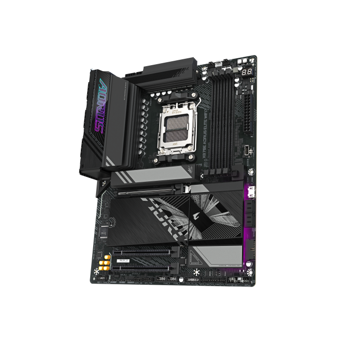 GIGABYTE Placa base X870E A ELITE WIFI7 - Compatible con CPUs AMD Ryzen 9000, VRM digital de 16+2+2 fases, hasta 8000MHz DDR5 (OC), 4xPCIe 5.0 + 4xM.2, Wi-Fi 7, LAN 2.5GbE, USB 3.2 Gen 2x2 3