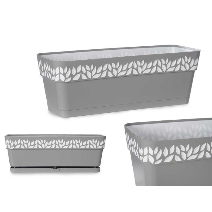 Jardinera Cloe Gris 50 cm con Reserva de Agua - Stefanplast (12 Unidades) Jardinera Cloe Gris 50 cm con Reserva de Agua - Stefanplast (12 Unidades)