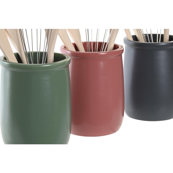 Bote Utensilios Scandi DKD Home Decor Verde Rosa 10 x 14 x 10 cm Set de 5 1