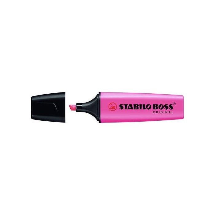 Stabilo Marcador Fluorescente Boss Original Rosa - Tecnología Antisecado, 9 Colores, Recargable