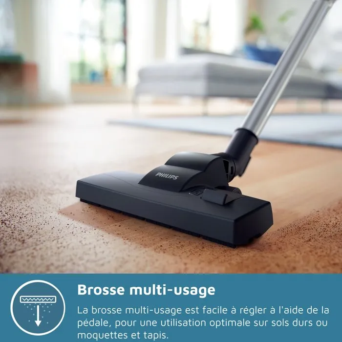 Philips Aspirador con Bolsa PowerGo Clase Energética AAA Filtro Antialérgenos 3