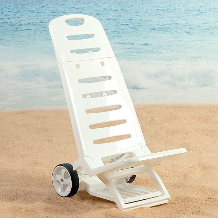 Silla de Playa Aktive Blanco Ruedas 40 x 84 x 44 cm (2 Unidades) 5