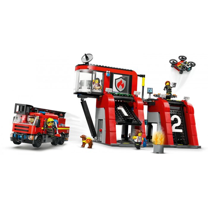 LEGO 60414 City Set de Construcción Estación de Bomberos y Camión de Bomberos con Figura de Perro y 5 Minifiguras 3