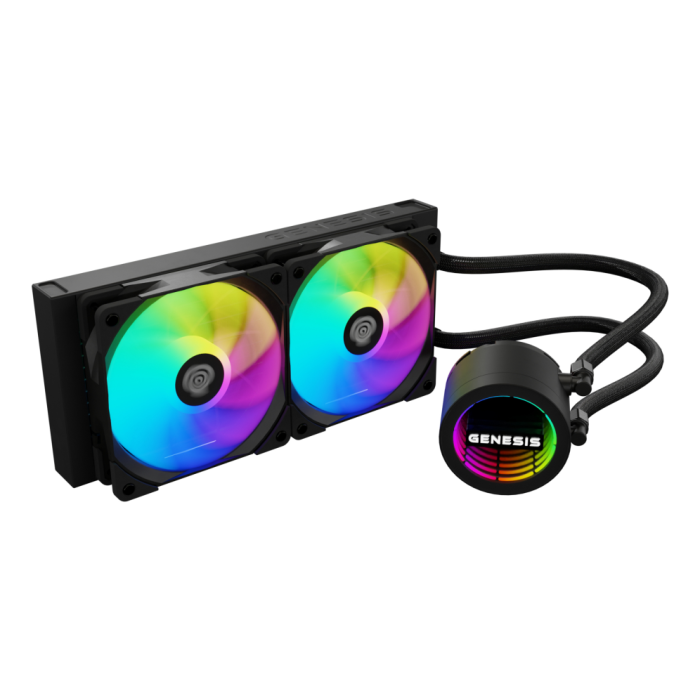 GENESIS NLG-2319 Kit de refrigeración líquida para Ordenador Negro con 2 Ventiladores e Iluminación LED GENESIS NLG-2319 Kit de refrigeración líquida para Ordenador Negro con 2 Ventiladores e Iluminación LED