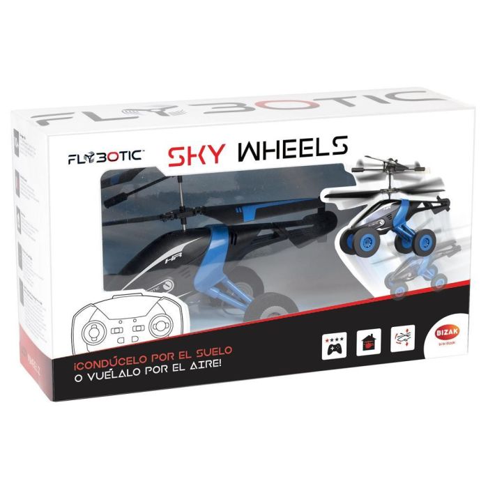 Flybotic Helicóptero Radio Control Sky Wheels 62004777 con 2 Canales y 4 Ruedas para Vuelos Estables y Conducción en Suelo +10 Años 2