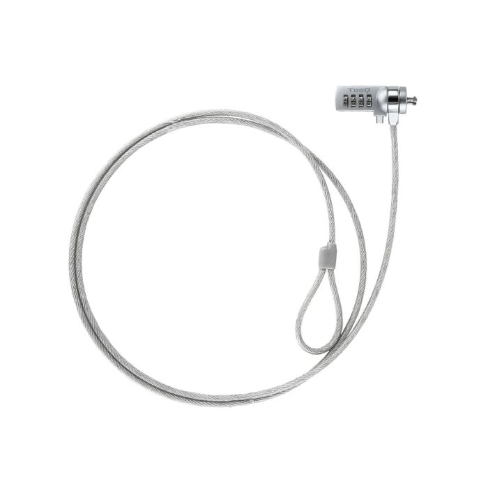TOOQ CABLE DE SEGURIDAD T-LOCK CON COMBINACION PARA PORTATILES - BLOQUEO DE 4 DIGITOS - ACERO 4.5MM - LONGITUD 1.50M