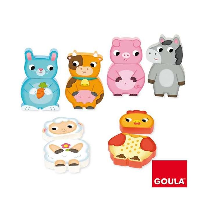 Puzzle magnético granja de madera goula 12 piezas, intercambiables 8 Puzzle magnético granja de madera goula 12 piezas, intercambiables 8